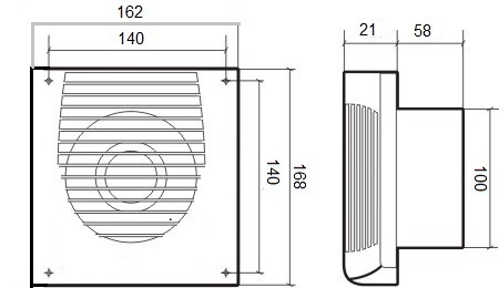 Вентилятор накладной ERA FAVORITE 4-01 d100 с сетевым кабелем и выключателем